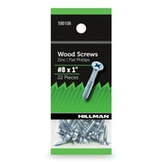 Hillman Wood Screws #8 x 1", Flat Phillips, Zinc Plated, Steel, Pack of 22