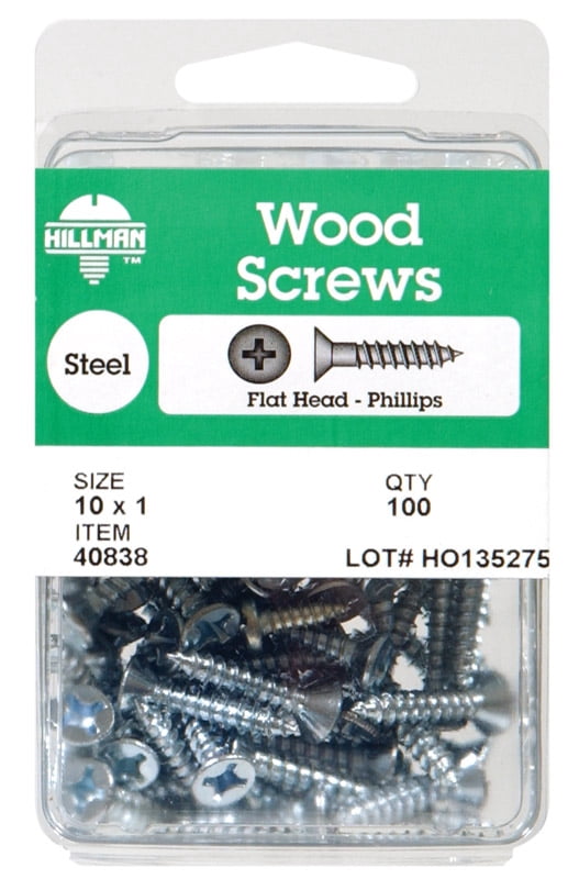 Hillman Wood Screws No. 8 X 1-1/4 " Phillips Flat Head Pack of 5