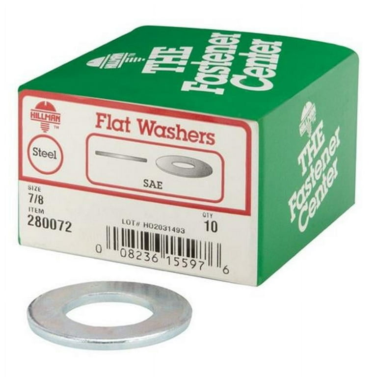 Hillman Zinc-Plated Steel 7/8 in. SAE Flat Washer 10 pk Hillman Zinc-Plated Steel 7/8 in. SAE Flat Washer 10 pk