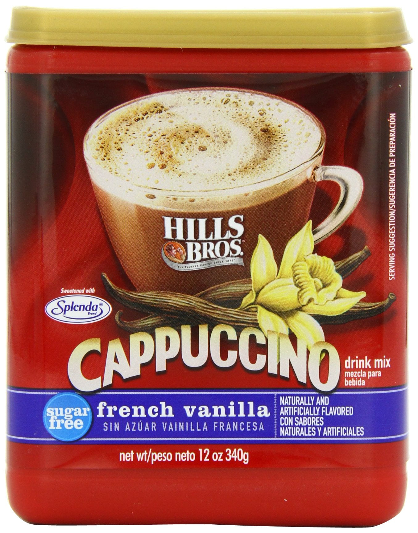 Hills Bros Cappuccino, Sugar-Free French Vanilla (Pack of 12)