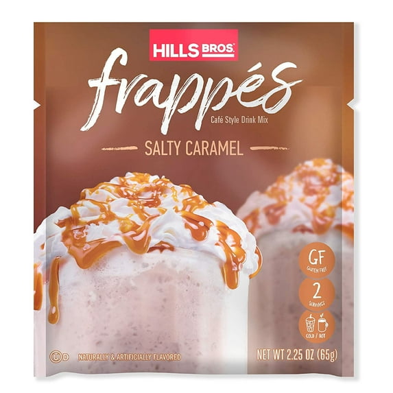 Hills Bros. Frappés, Salty Caramel Drink Mix, 12 Count (2.3 Oz Packets) – Gluten Free, Kosher Certified, Easy To Make, Sweet, Creamy & Salty Tasting