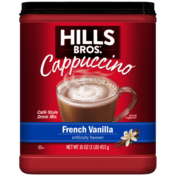 Hills Bros. French Vanilla Cappuccino Instant Coffee Mix, 16 Ounce Canister