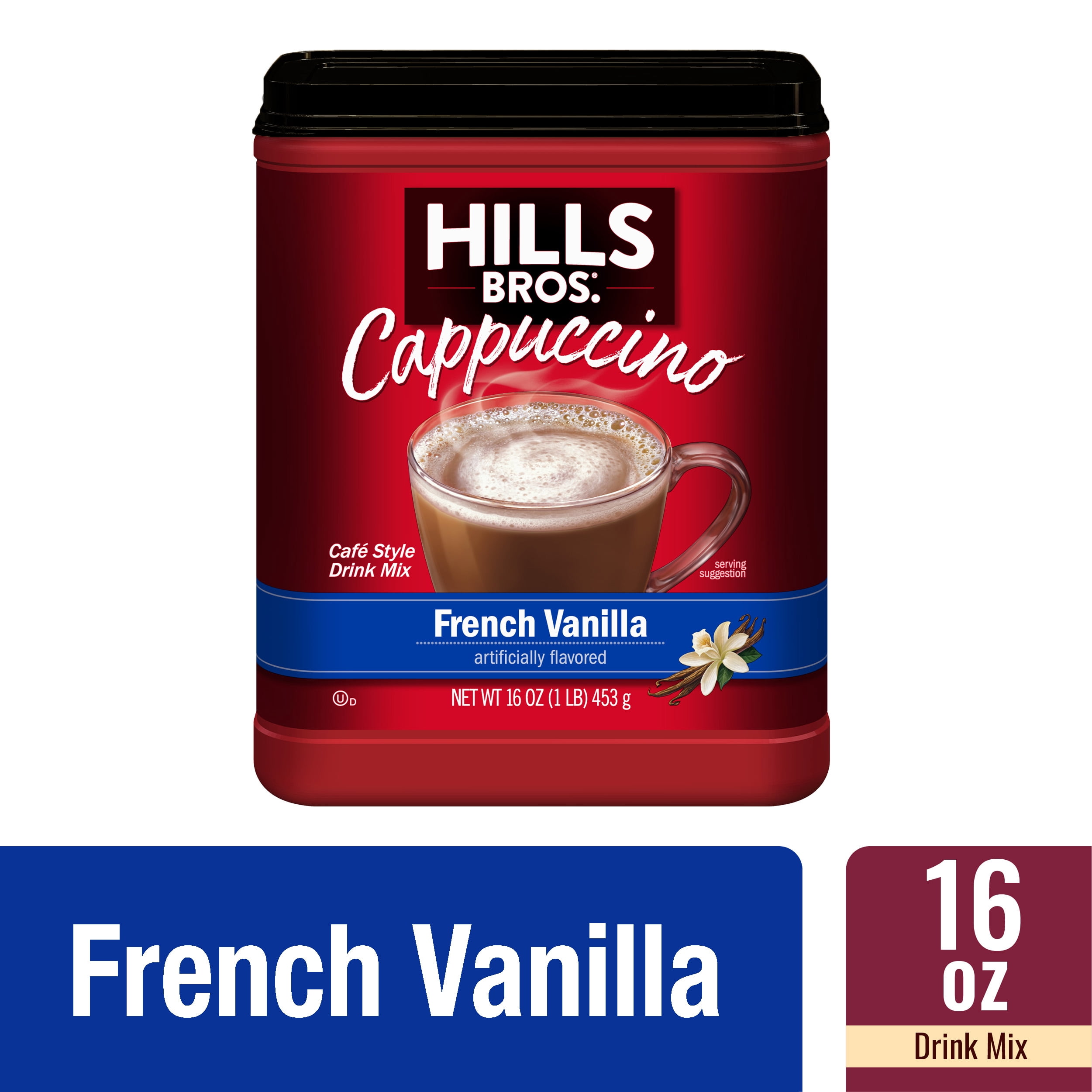 Hills Bros French Vanilla Instant Cappuccino Coffee Mix 16 Ounce