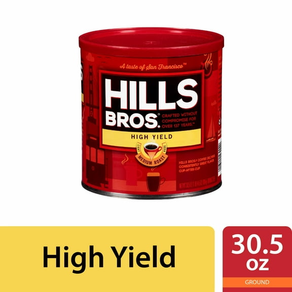 Hills Bros. High Yield Ground Coffee, Medium Roast, 30.5 Ounce Can