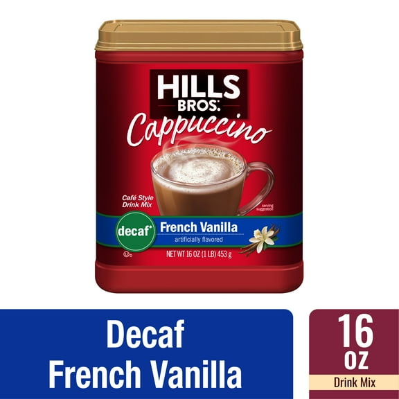 Hills Bros. Instant Cappuccino Decaf French Vanilla Coffee Mix, 16 oz. Canister