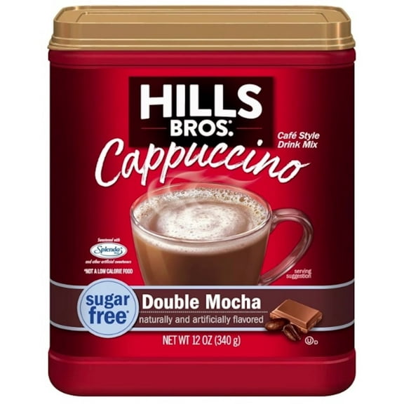 Hills Bros Instant Cappuccino Mix Sugar Free Double Mocha 12 oz (Pack of 24)