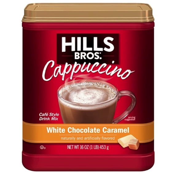 Hills Bros Instant Cappuccino Mix White Chocolate Caramel 16 oz (Pack of 2)