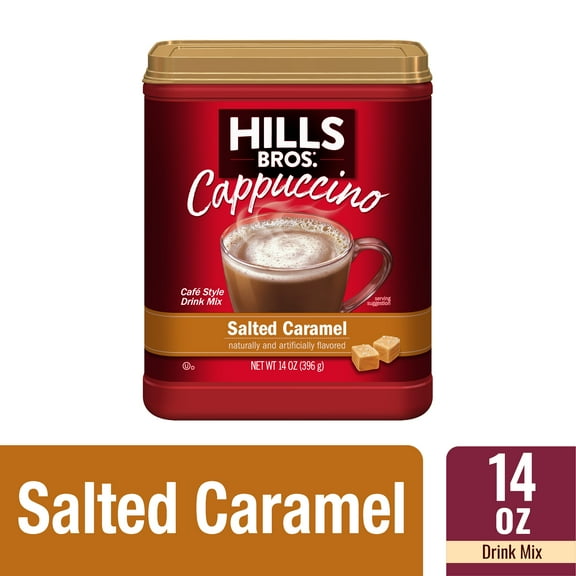 Hills Bros. Instant Cappuccino Salted Caramel Light Roast Coffee Mix, 14 oz Canister