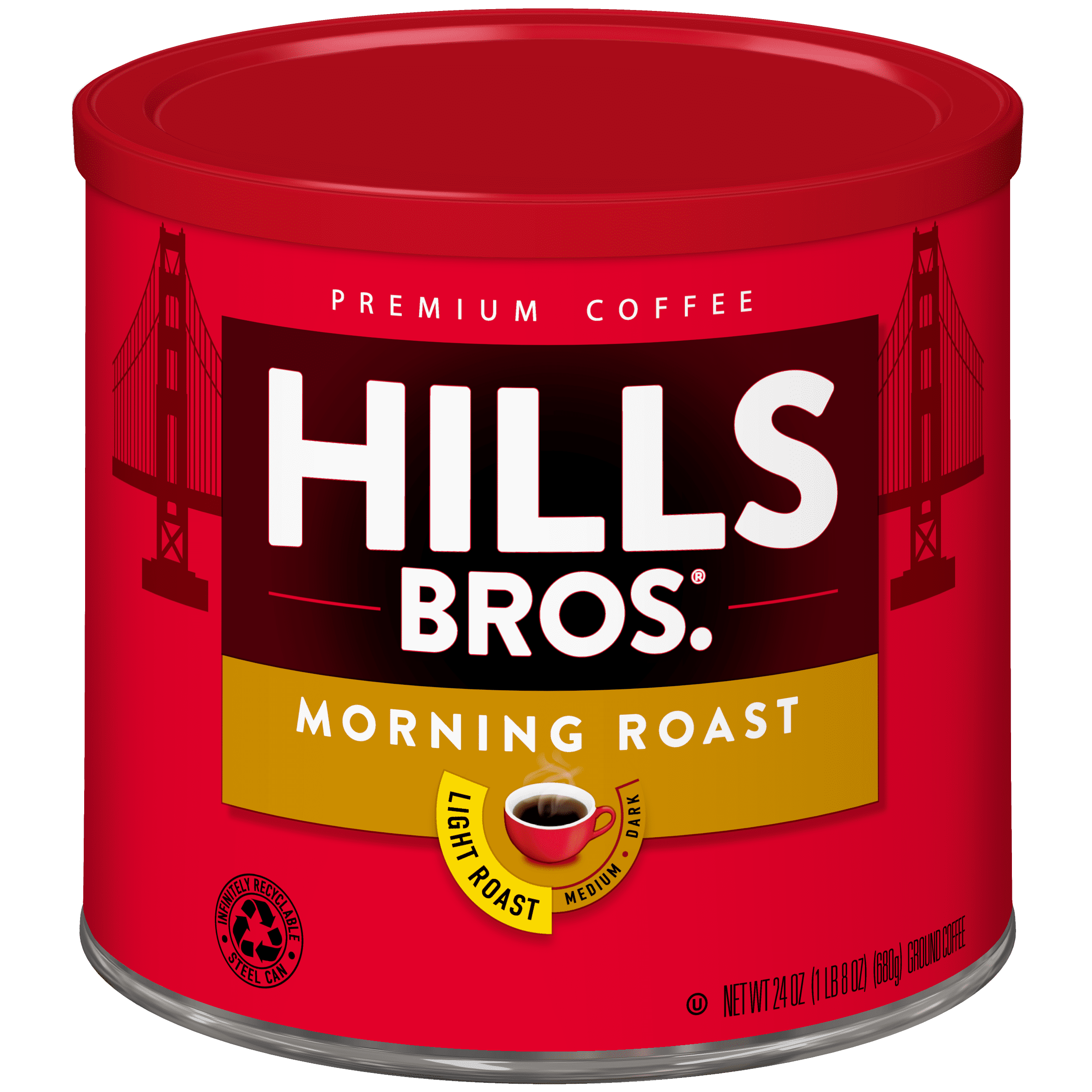 Hills Bros. Morning Roast Ground Coffee, Light Roast, 24 oz. Can