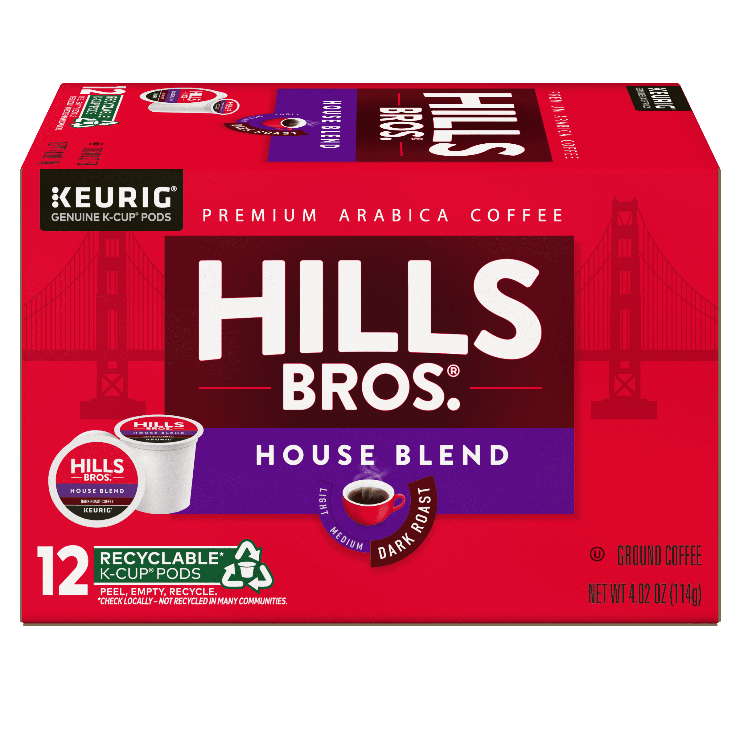 ヒルスコーヒー　12袋セット売り HILLS BROS 500g Hills Bros, Coffee Pods, 12-Count, Dark Roast Arabica - Walmart.com
