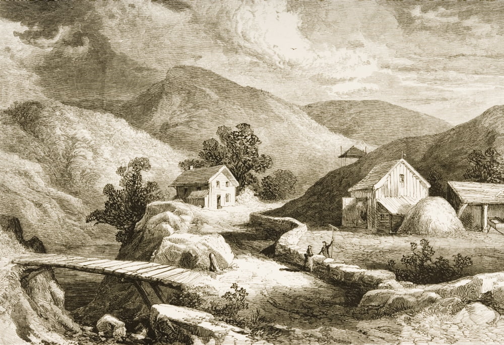 Hills Of New England In 1870S From American Pictures Drawn With Pen And Pencil By Rev Samuel Manning Circa 1880 Canvas Art - Ken Welsh Design Pics (17 x 11)