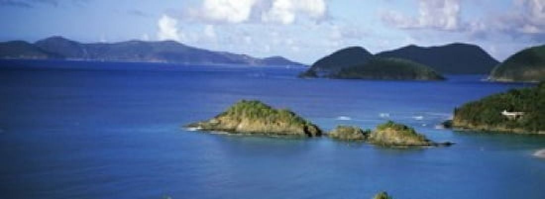 Hills at a coast Trunk Bay St John US Virgin Islands Canvas Art - Panoramic Images (18 x 7)
