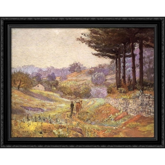 Hills of Vernon 36x28 Large Black Ornate Wood Framed Canvas Art by T. C. Steele
