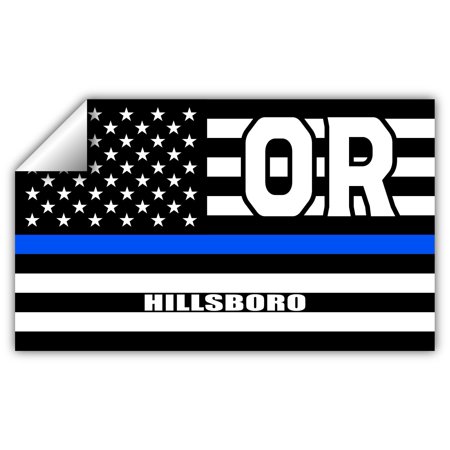 Hillsboro OR Oregon Washington County Thin Blue Line Stealthy USA Flag - Honoring Law Enforcement Officers Flags - Blue Lives Matter Euro Decal Bumper Sticker 3M Vinyl 3" x 5"