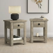 Hillsdale Addison Farmhouse 1 Drawer Nightstand, Set of 2, Driftwood Gray
