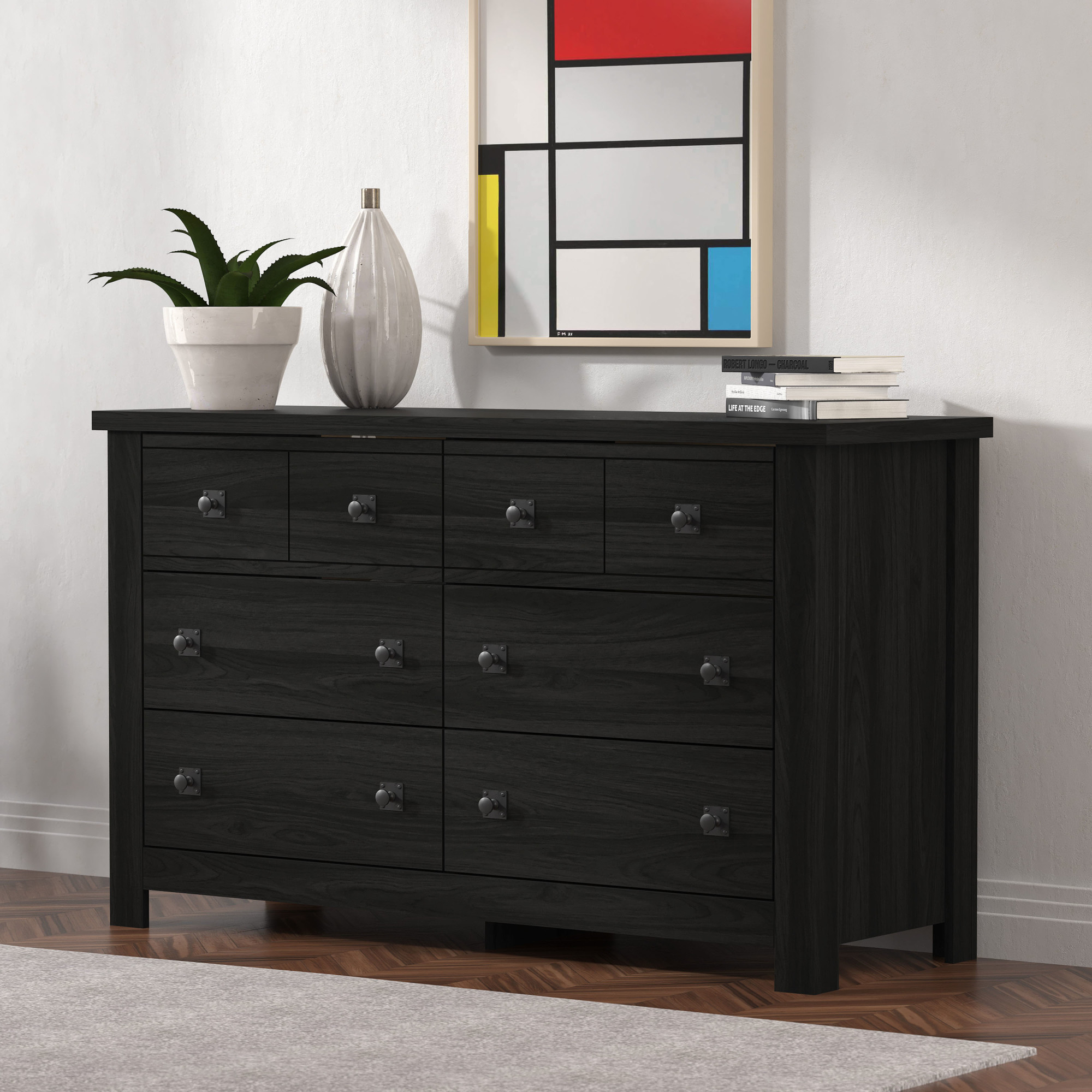 Mainstays Hillside 6Drawer Dresser, Blackwood Finish