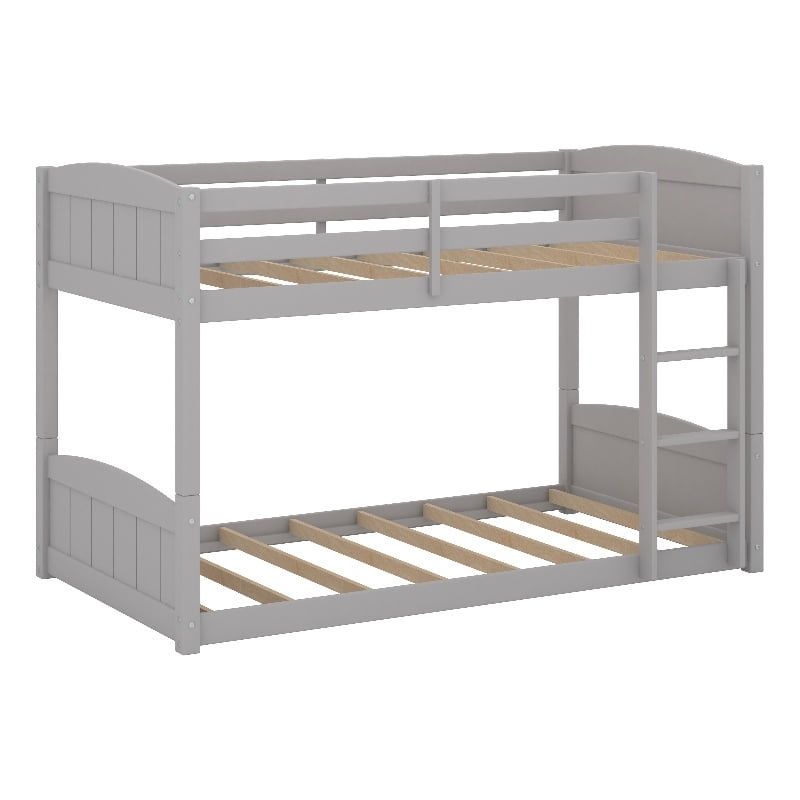 Hillsdale Alexis Wood Arch Twin Over Twin Floor Bunk Bed Gray