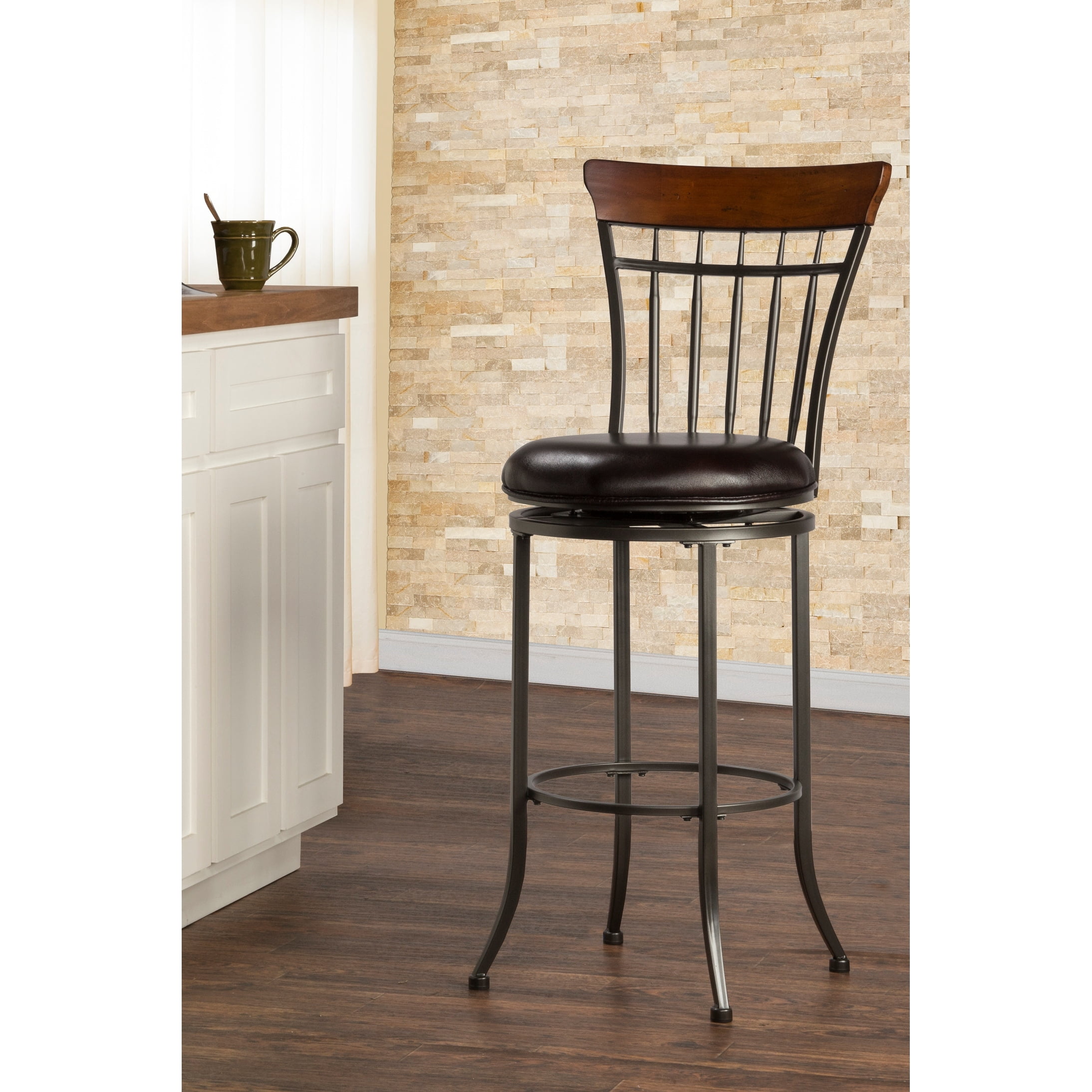 Hillsdale Furniture Rustic Wood Back Counter Barstool, Cameron Spindle ...