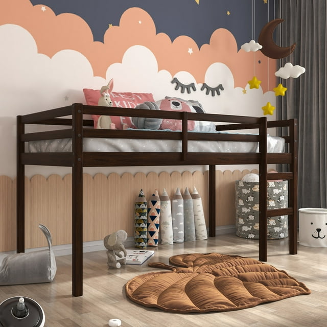 Hillsdale Campbell Wood Twin Junior Loft Bunk Bed, Espresso