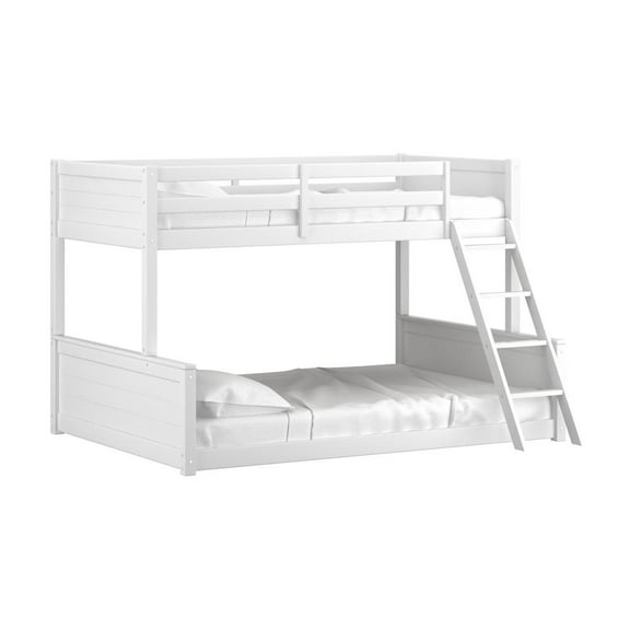 Hillsdale Capri Coastal Wood Twin over Full Bunk Bed with Mattresses in White