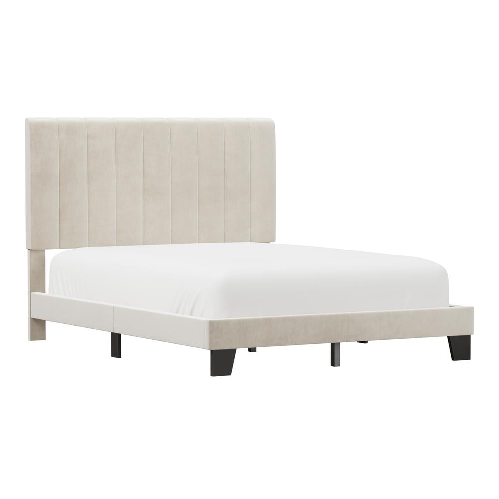 Hillsdale Crestone Upholstered Fabric Adjustable Height Queen Platform Bed Cream