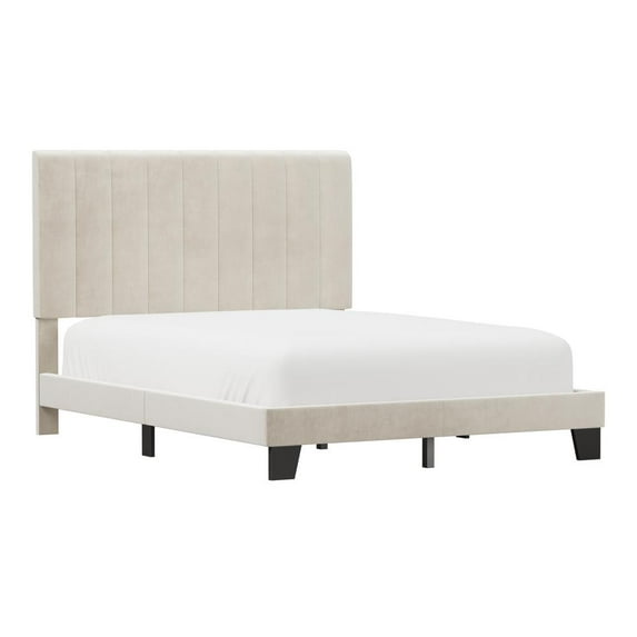 Hillsdale Crestone Upholstered Fabric Adjustable Height Queen Platform Bed Cream
