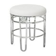 thumbnail image 1 of Hillsdale Dessa 18" Faux Leather & Metal Vanity Stool in White/Silver Chrome, 1 of 16