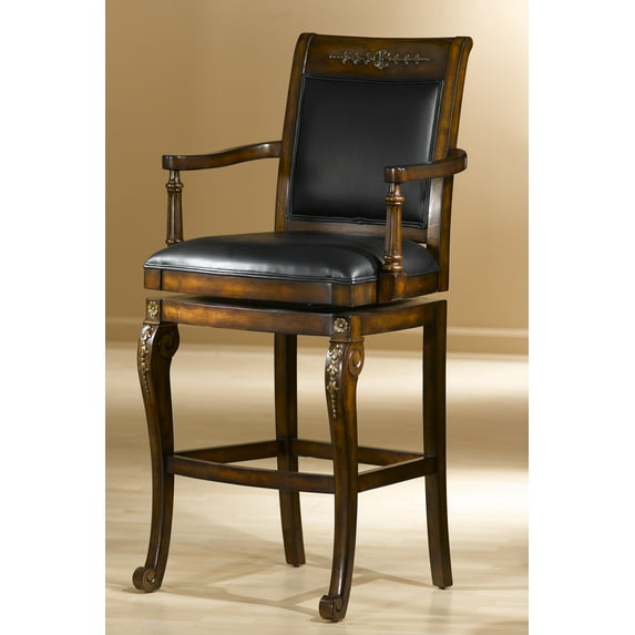 Hillsdale Furniture Douglas Wood Bar Height Return Swivel Stool, Distressed Cherry with Gold Highlights