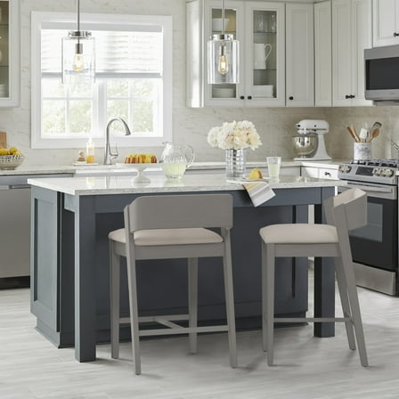 Hillsdale Dresden 26" Wood Contemporary Counter Stool in Gray/Beige