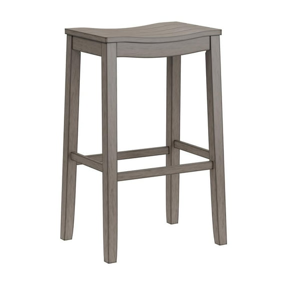 Woven Paths Fiddler Backless Wood Bar Height Stool, Aged Gray