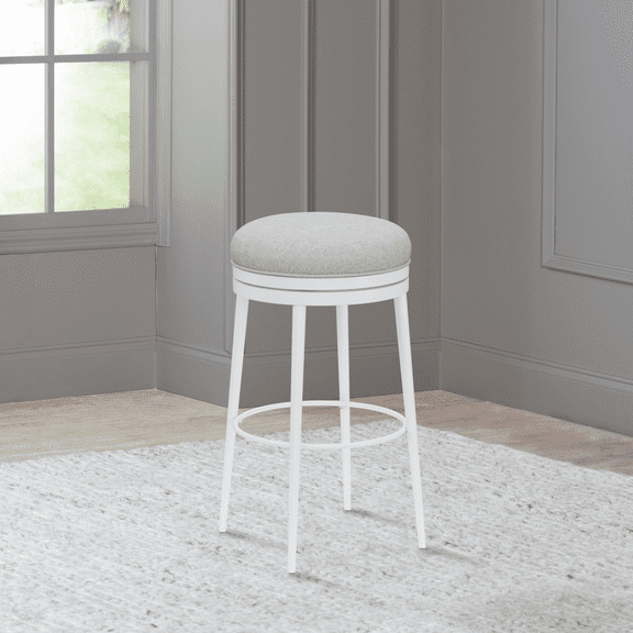 Hillsdale Furniture Aubrie Metal Backless Counter Height Padded Swivel Stool, White