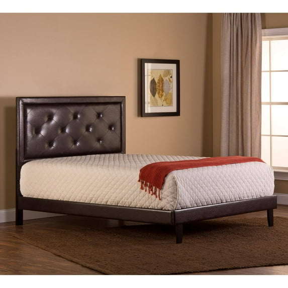 Hillsdale Furniture Becker Upholstered King Bed and Bed Frame, Brown Faux Leather