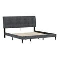 thumbnail image 1 of Blakely Button Tufted Fabric Platform King Bed w/2 Dual USB Ports Dark Gray, 1 of 14