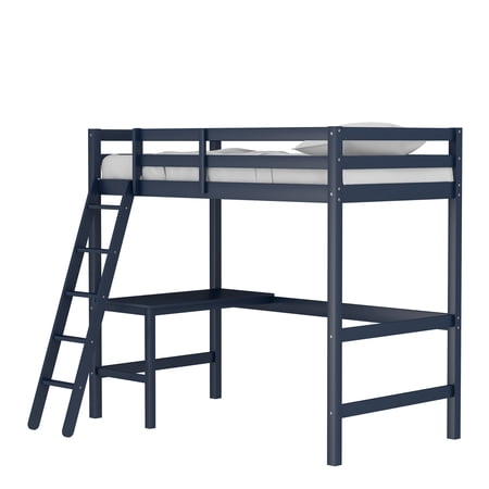 Hillsdale Furniture Caspian Wood Study Twin Loft Bed with Desk, Navy