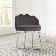Hillsdale Furniture Catalina Upholstered Metal Vanity Stool, Dark Gray