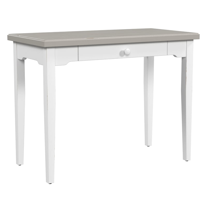 White Wood Writing Desk with Single Drawer, Farmhouse Style