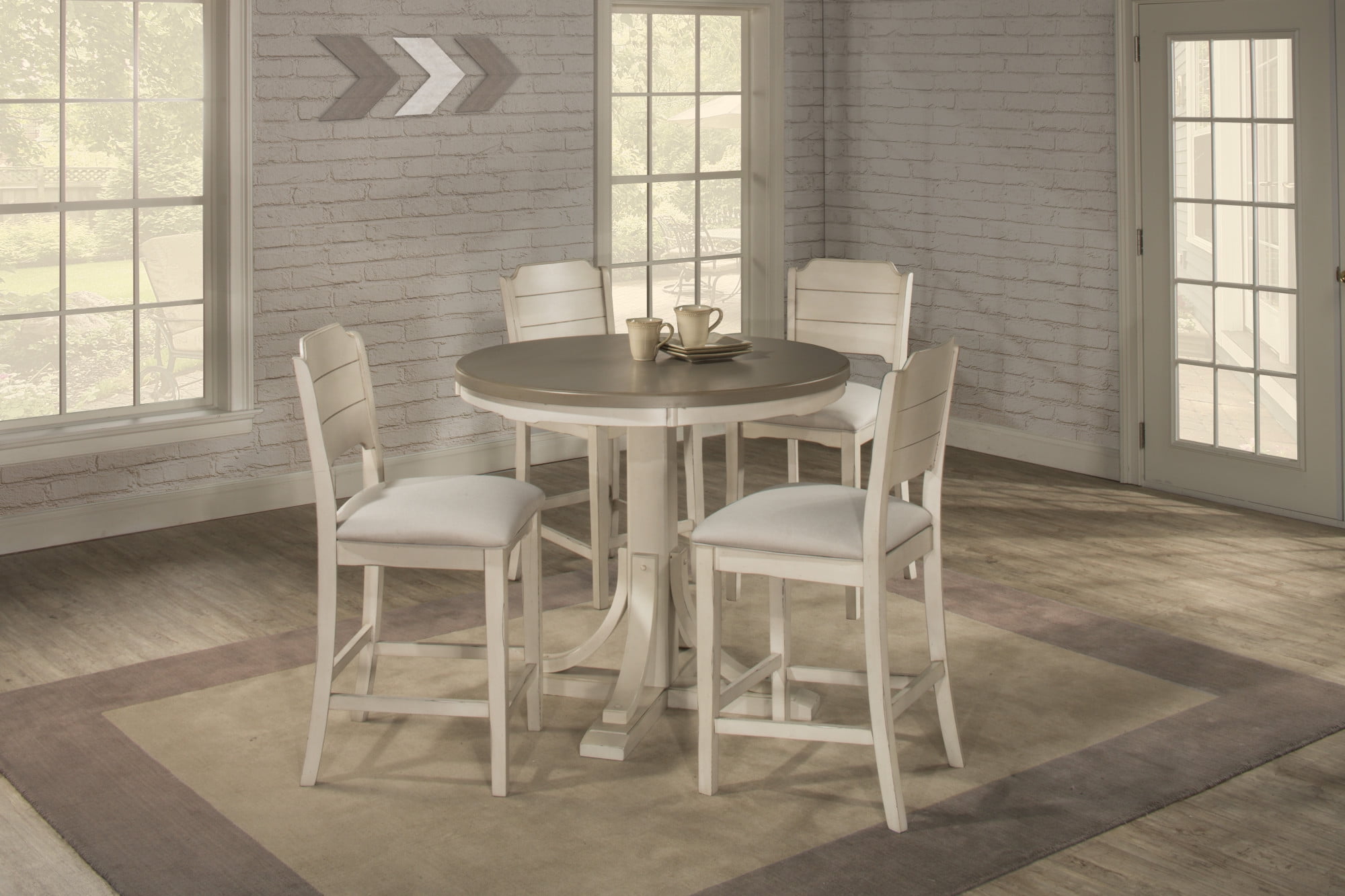 Hillsdale Furniture Clarion Wood 5 Piece Round Counter Height Dining