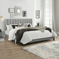 thumbnail image 1 of Hillsdale Furniture Crestone Gray Velvet Tufted Upholstered Platform King Bed, 1 of 13
