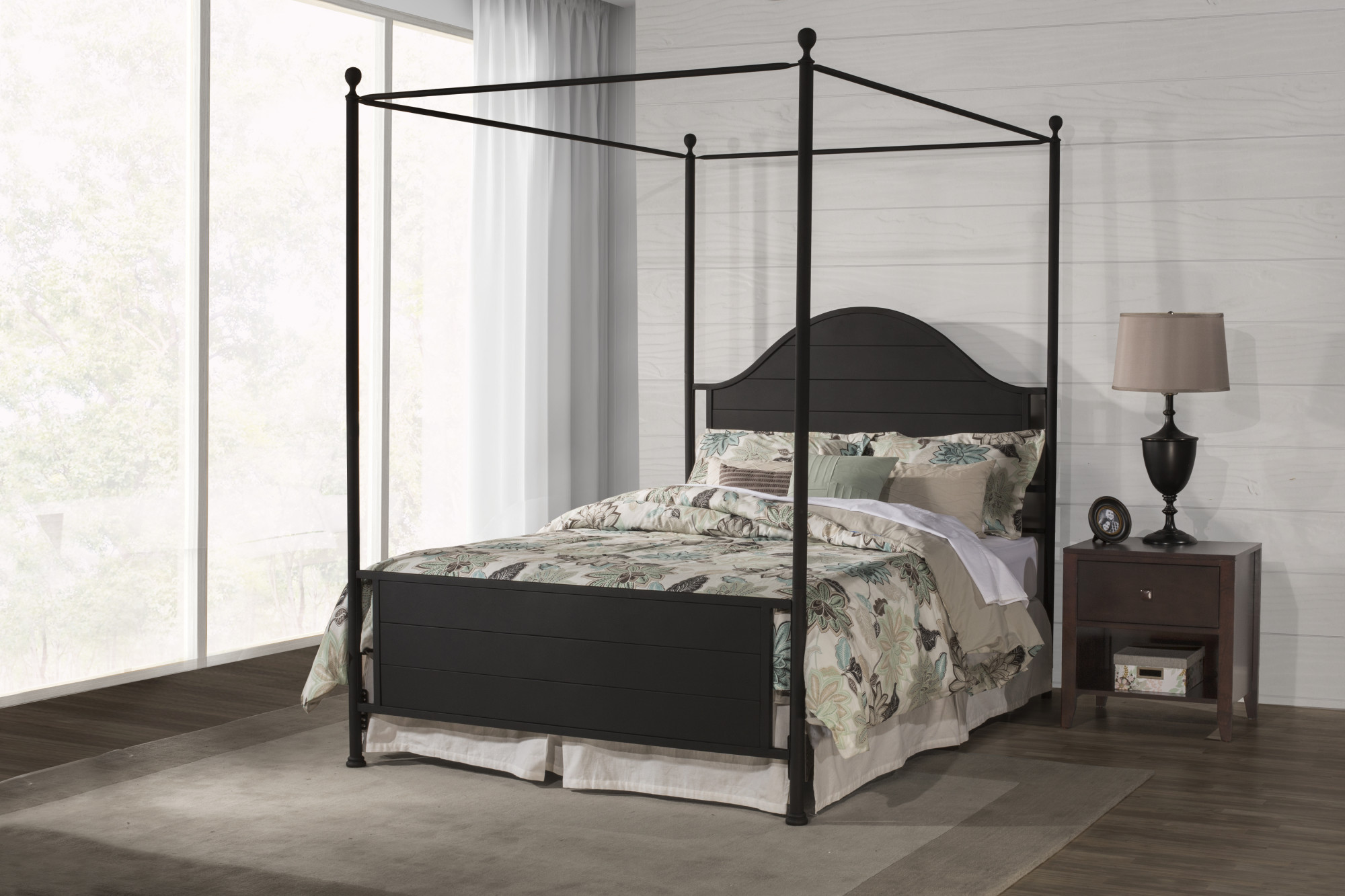 Hillsdale Furniture Cumberland Queen Metal Canopy Bed, Textured Black