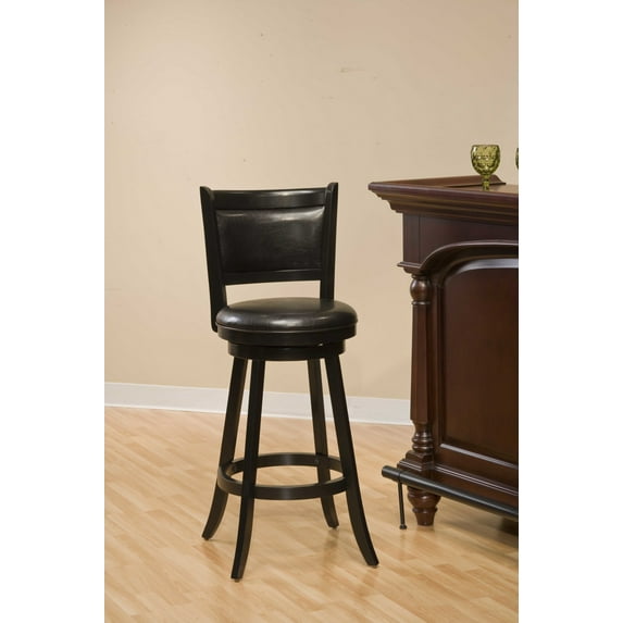 Hillsdale Furniture Dennery Wood Counter Height Swivel Stool, Black with Black Vinyl