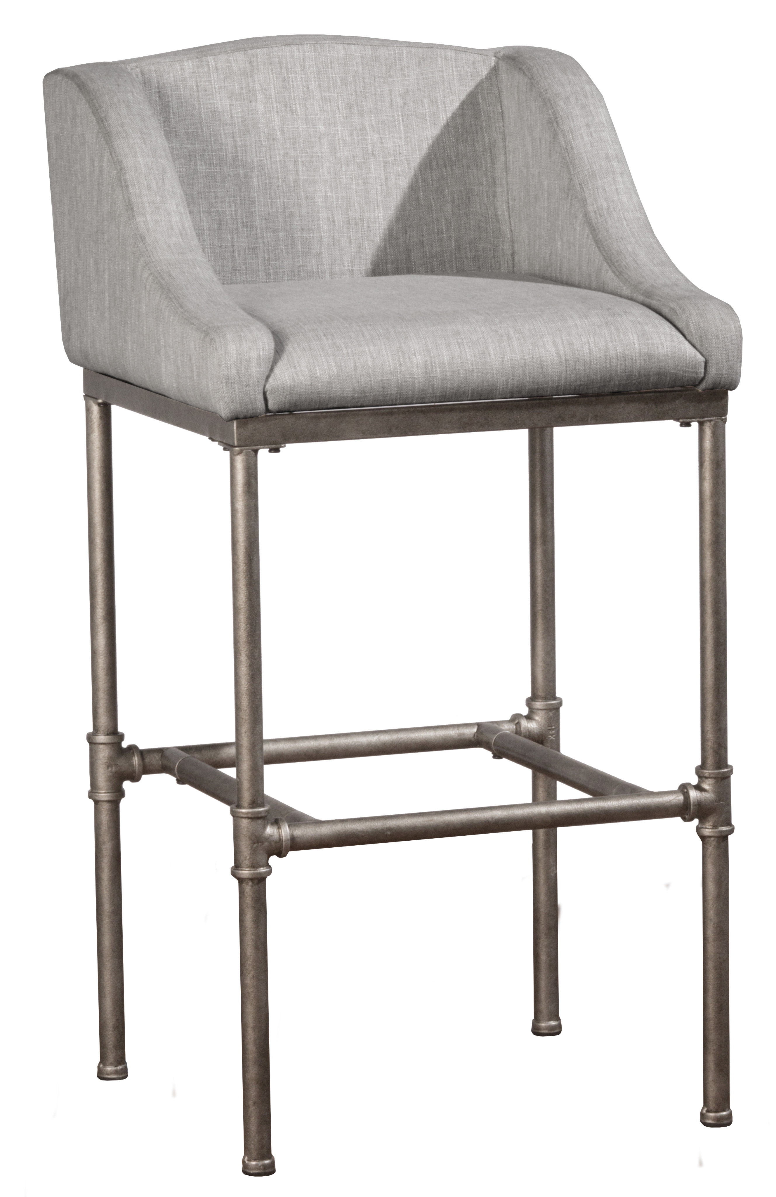 Dillon 26" Gray Upholstered Wingback Metal Counter Stool