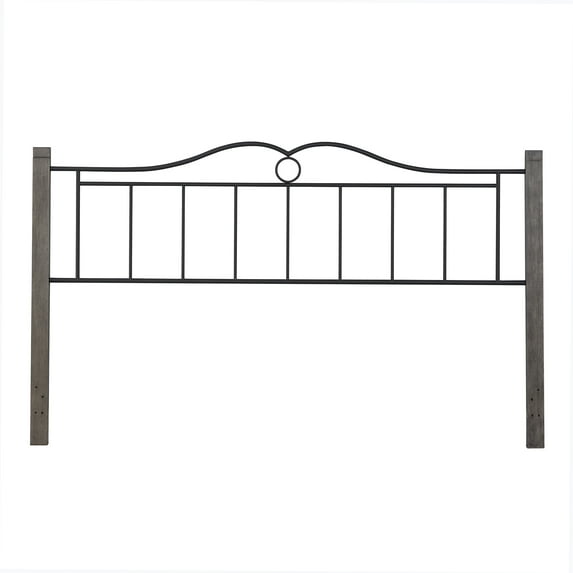 Hillsdale Furniture Dumont Brushed Charcoal Wood Posts and Scrolled Black Metal King Headboard