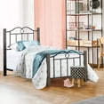 thumbnail image 1 of Hillsdale Furniture Dumont Brushed Charcoal Wood Posts and Scrolled Black Metal Twin Bed, 1 of 11