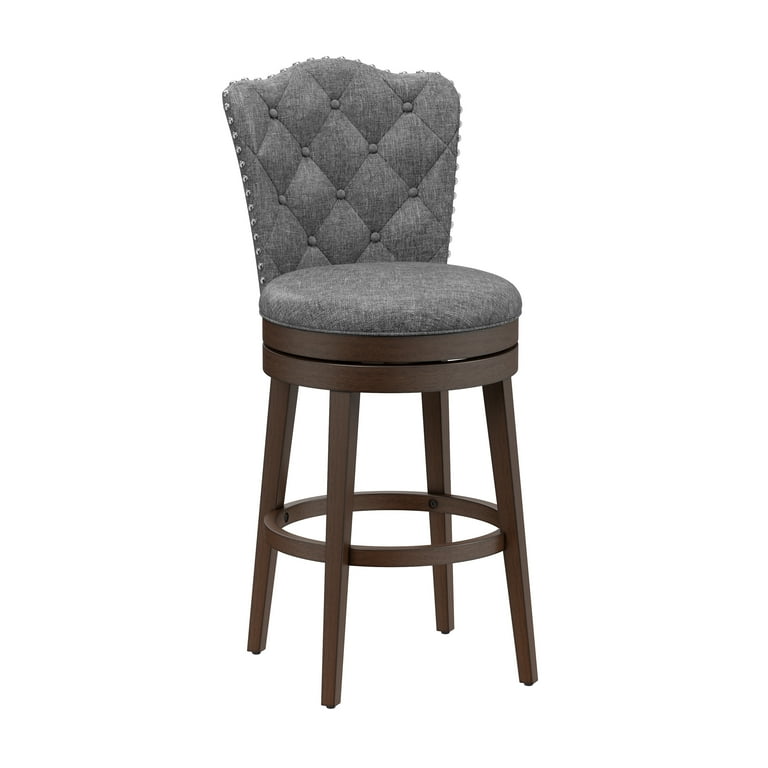 Hillsdale Furniture Edenwood Wood Bar Height Swivel Stool Chocolate with Smoke Gray Fabric