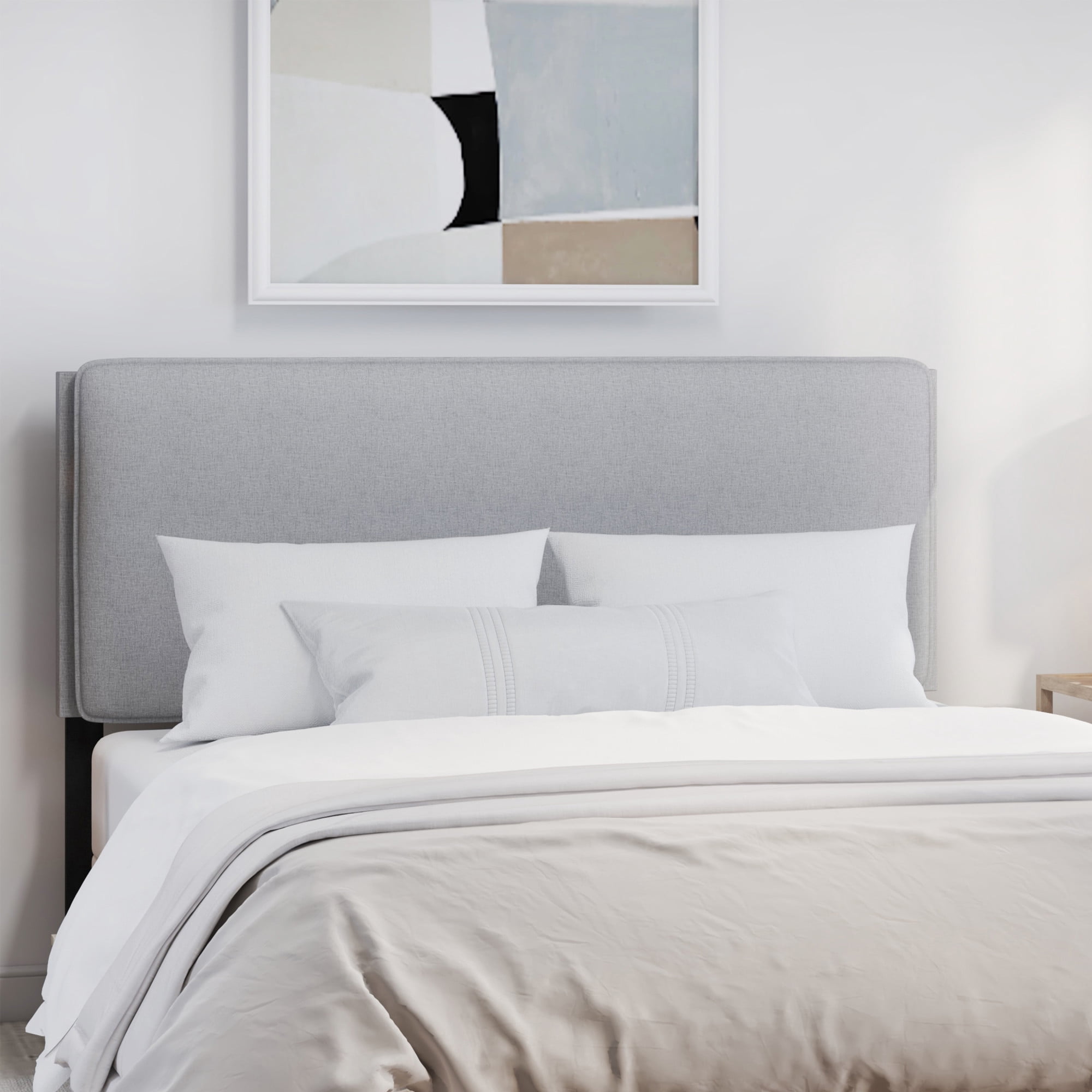 Hillsdale Furniture Emslie Full/Queen Upholstered Adjustable Headboard, Light Gray