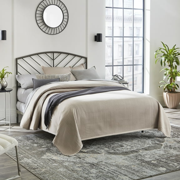 Hillsdale Furniture Essex Gray Bronze Metal Queen Headboard with Bed Frame