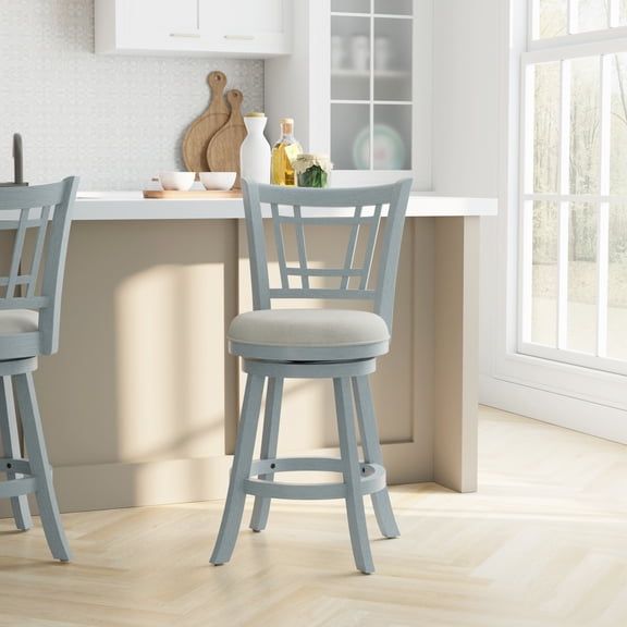Hillsdale Furniture Fairfox Wood Counter Height Swivel Stool, Blue Wire Brush
