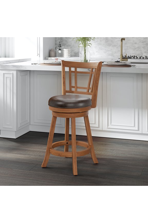 Furniture Fairfox Wood Counter Height Swivel Stool, Oak