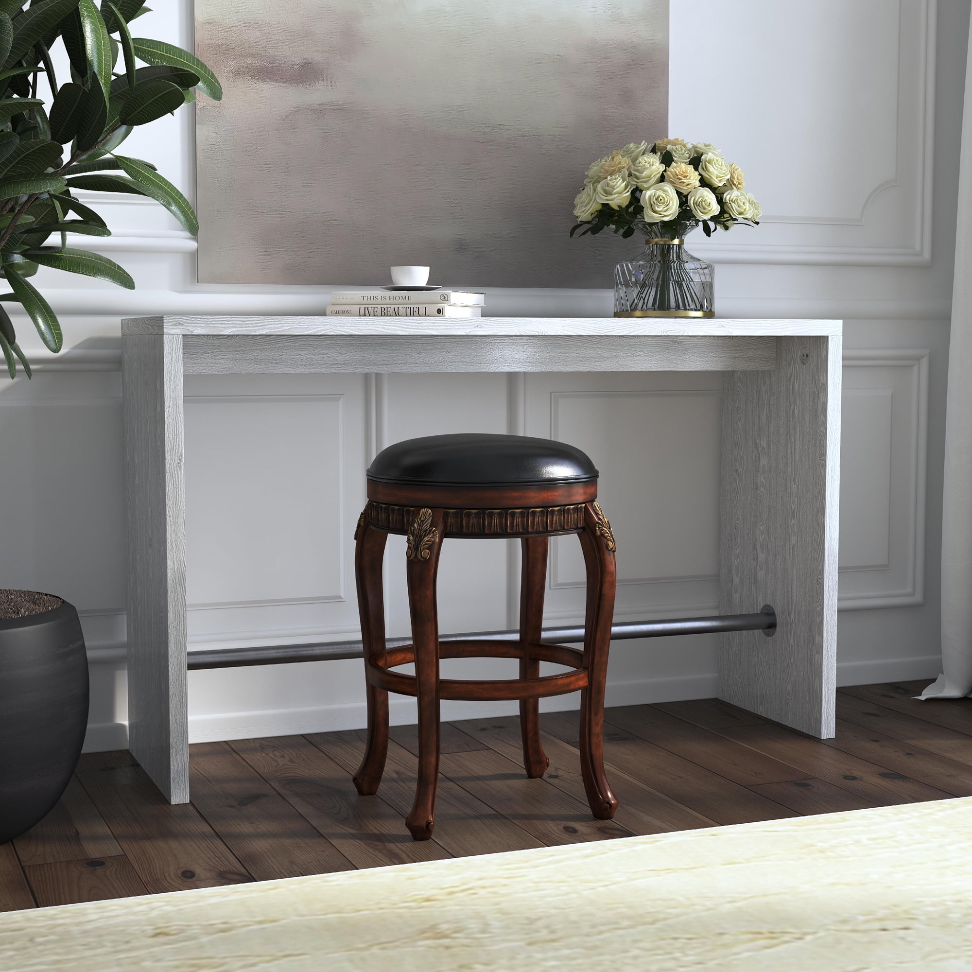 Hillsdale Furniture Fleur De Lis Wood Backless Bar Height Swivel Stool