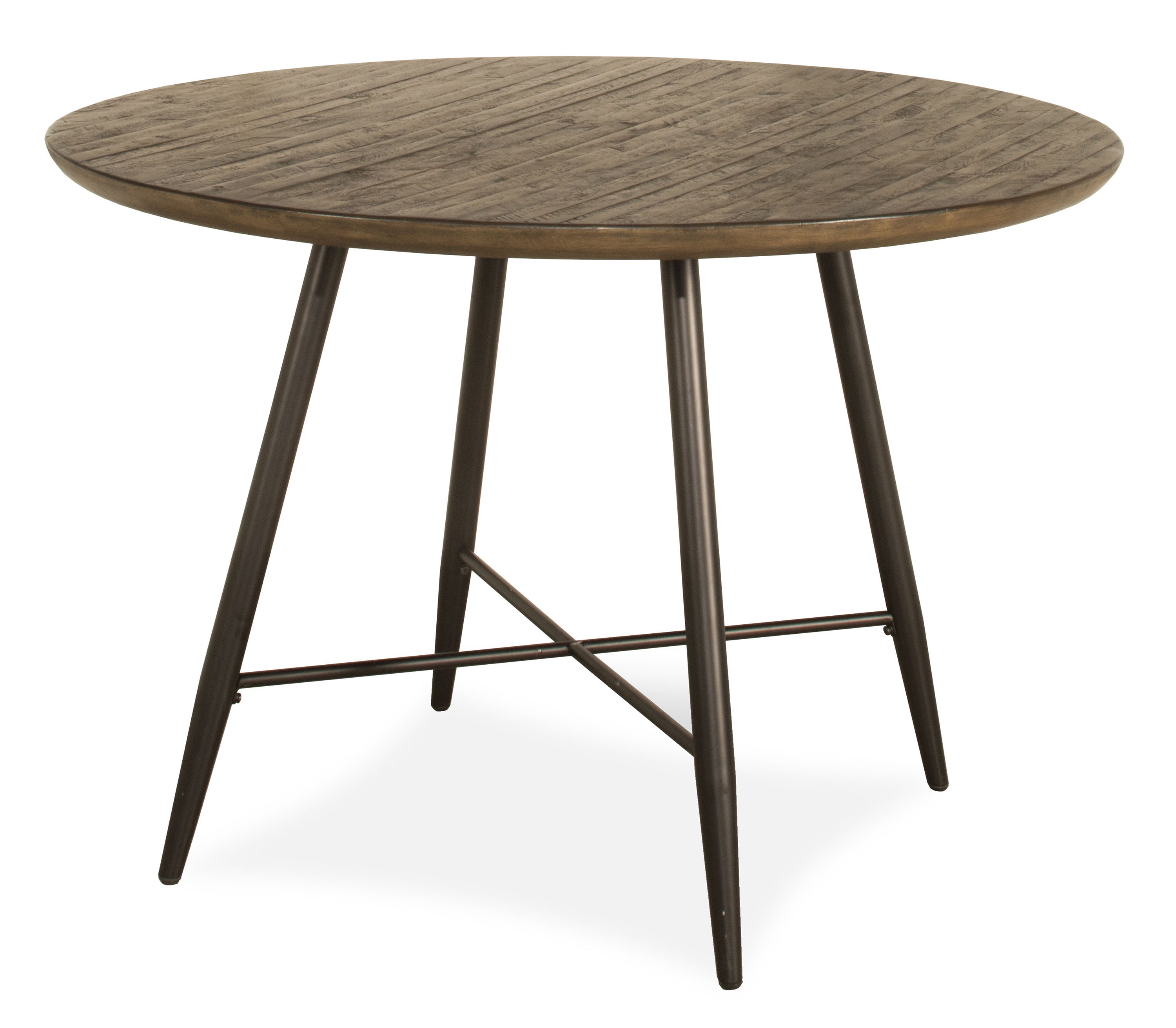 Forest Hill Round Reclaimed Wood Dining Table with Metal Legs